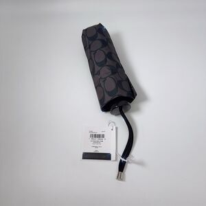 Coach C4322 UV Protection Mini Umbrella Silver Graphite Black Signature Logo New
